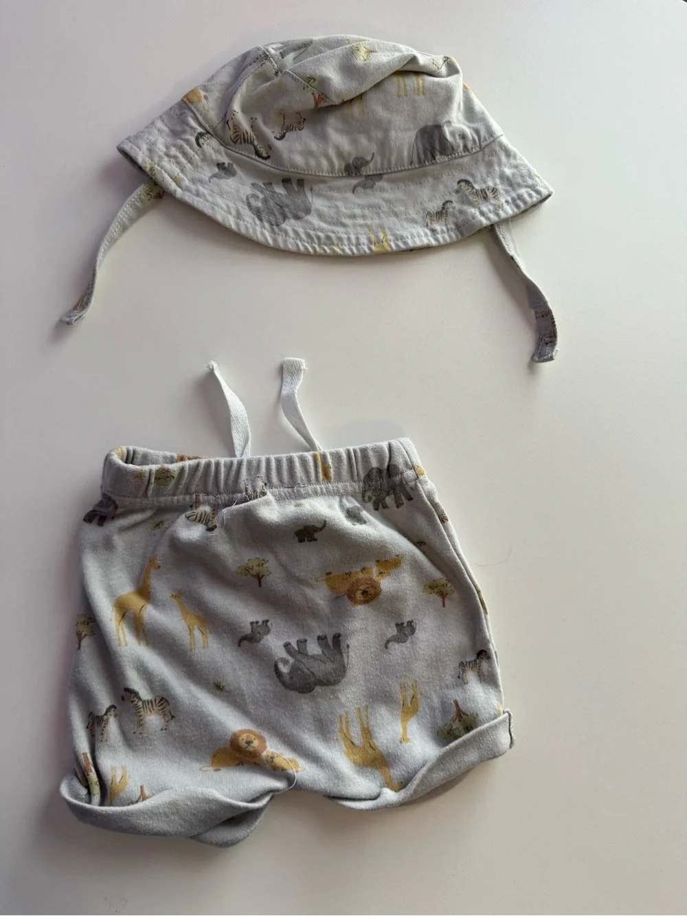Neutral Safari Print Baby Sun Hat - Gray & Yellow